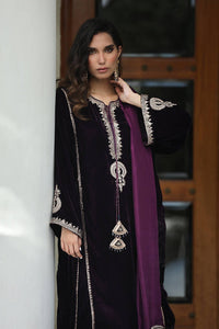 Royal Purple Micro Velvet Embroidered Stitched Suit
