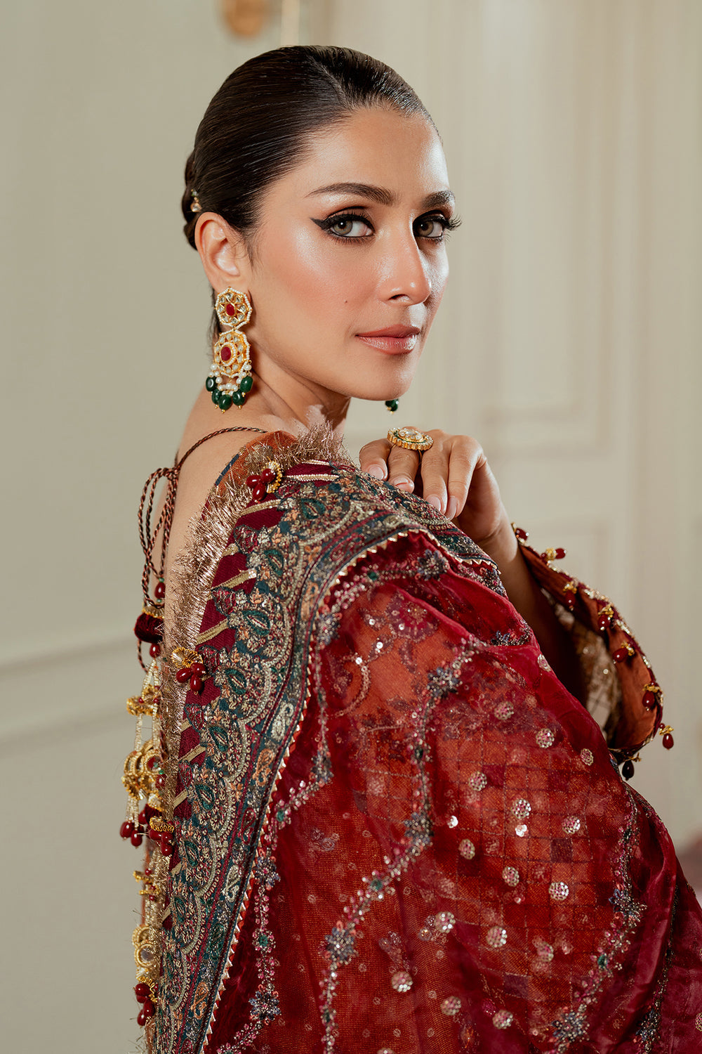 Burnt Orange Mysoori Sequence Embroidered Luxury Suit |Ready to Wear