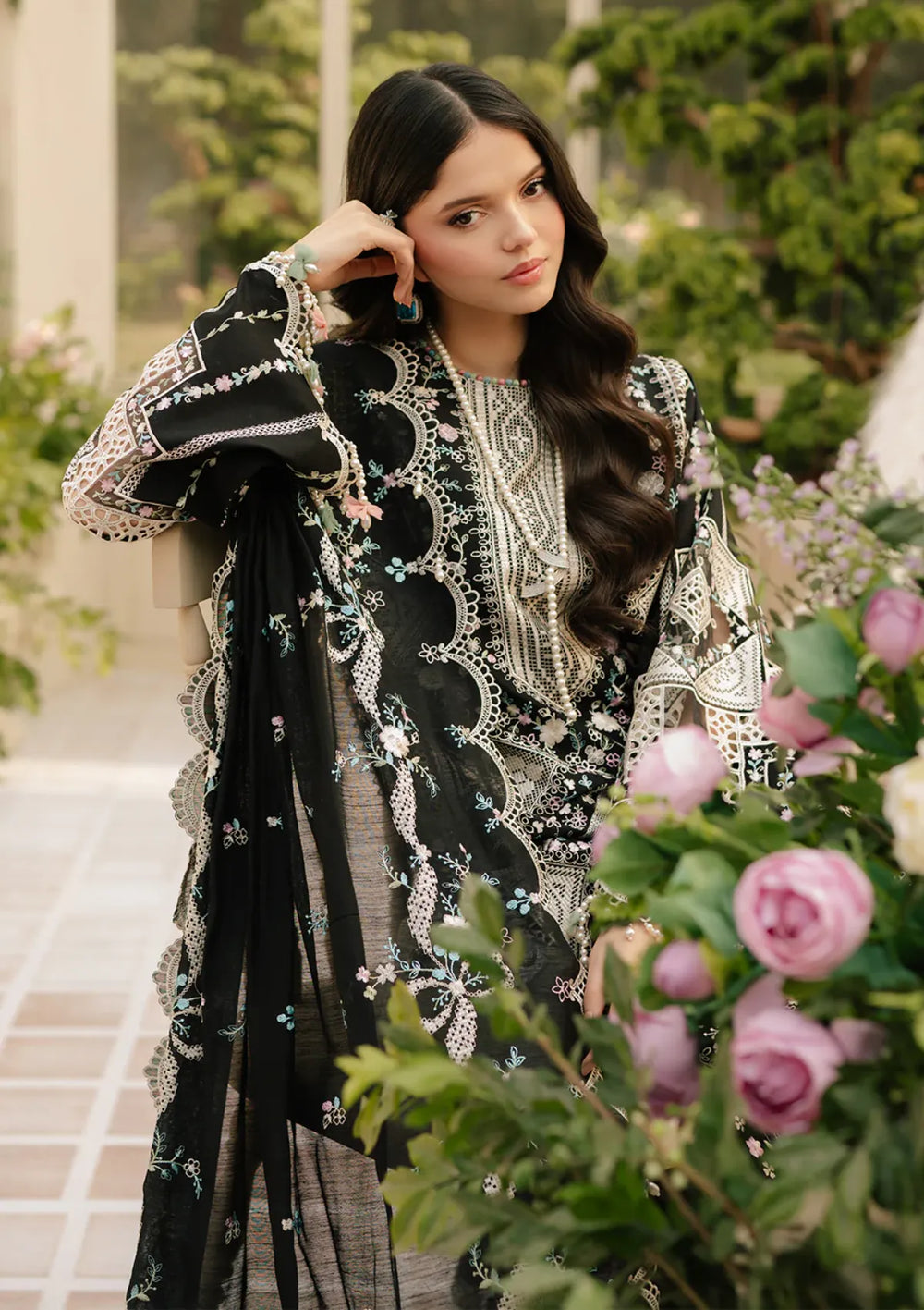03-Piece Fully Embroidered Luxury Chikankari Lawn - Ready To Wear