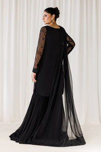 Midnight Black Chiffon Sequence Embroidered Garara Suit | |RTW