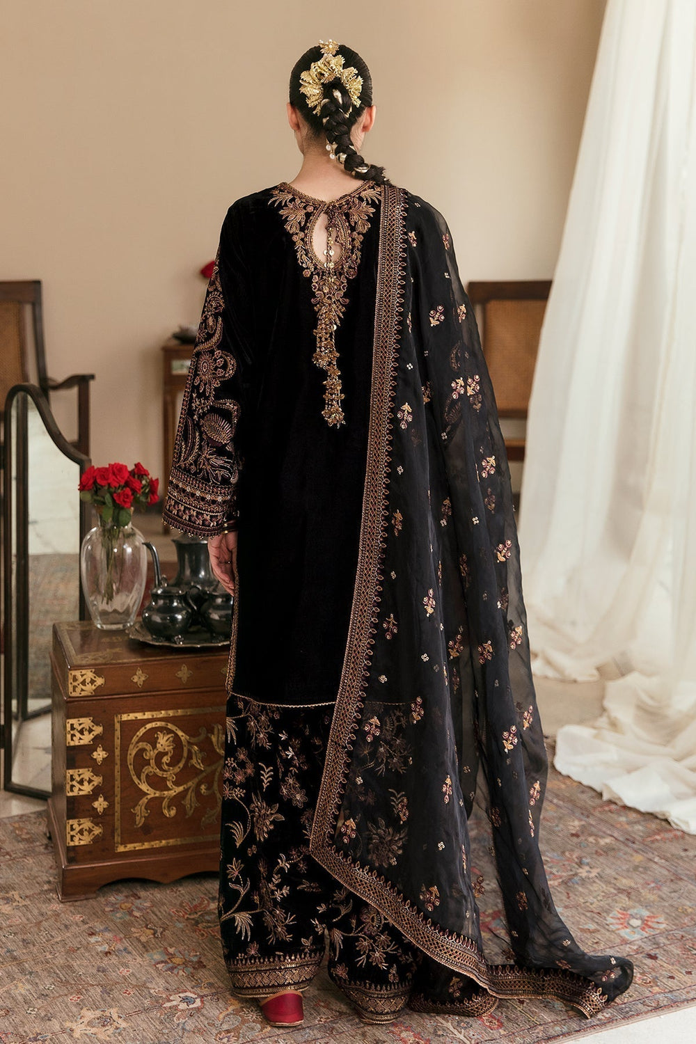 3 Piece Stitched Velvet Embroidery Suit - Ready To Wear