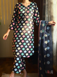 03-Piece Printed Silk Suit | Ready To Wear