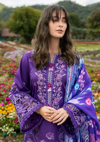 03-Piece Embroidered Lawn Suit With Printed Silk Dupatta | Ready To Wear