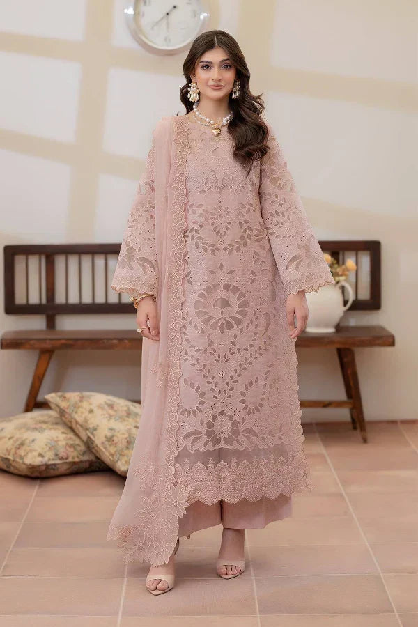 03-Piece Embroidered Lawn Suit With Chiffon Dupatta | Ready To Wear