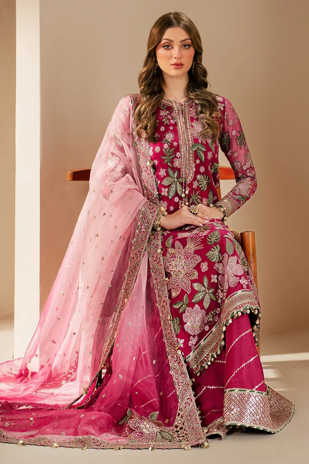 03-Piece Embroidered Chiffon Suit With Net DUpatta | Ready To Wear