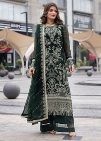 Dark Green Sequence Embroidered Semi Pure Chiffon Suit | Ready to Wear