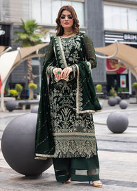 Dark Green Sequence Embroidered Semi Pure Chiffon Suit | Ready to Wear