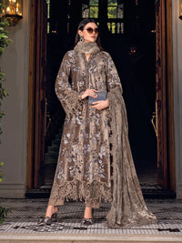 Taupe Micro 9000 Velvet Embroidered Festive Suit  | RTW