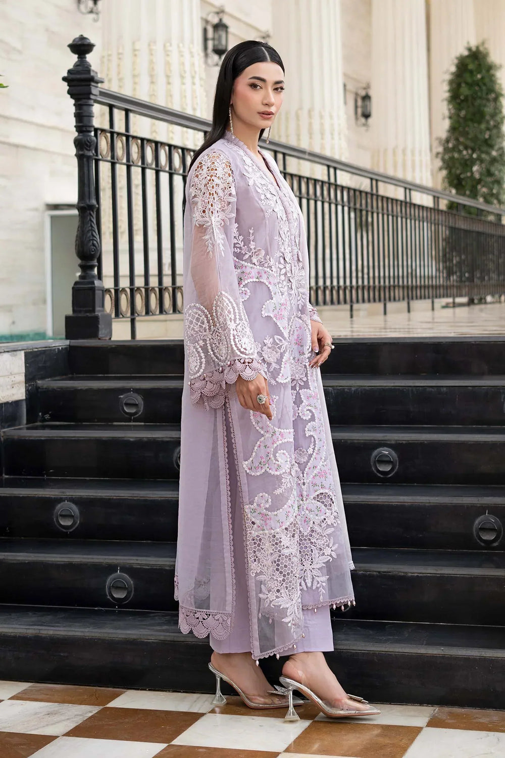 03-Piece Embroidered Lawn Suit With Printed Silk Dupatta | Ready To Wear