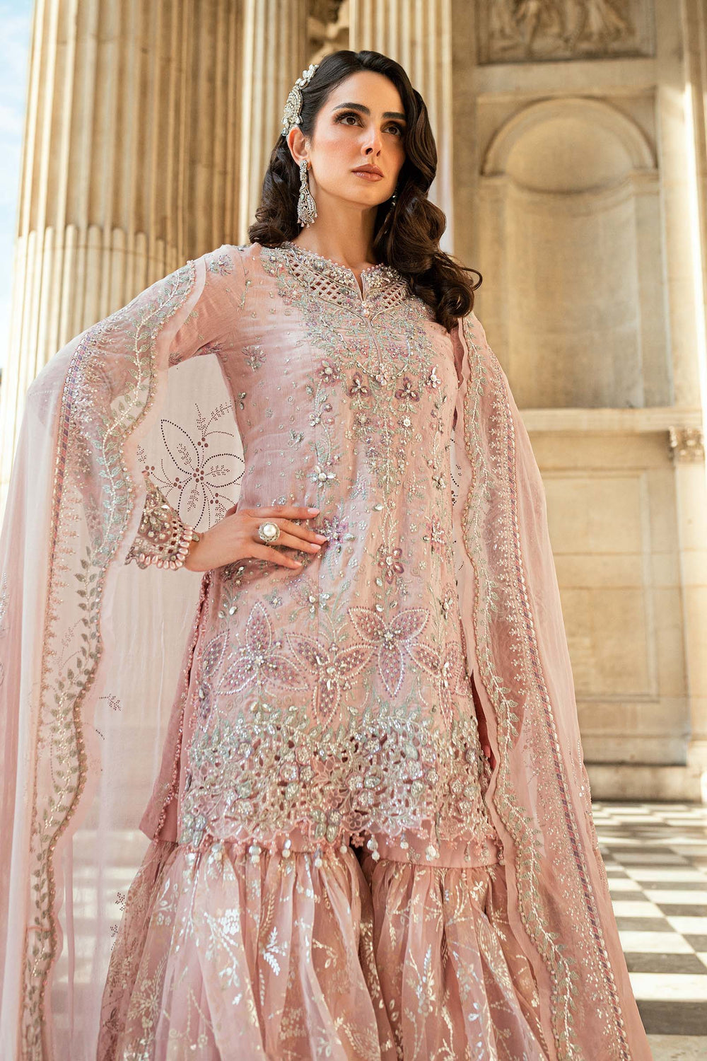 Blush Pink Handwork Embroidered Lawn Luxury Suit |Ready to Wear