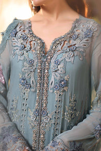 Ice Blue Heavy Embroidered Chiffon Luxury Suit with Adda Work |Ready to Wear