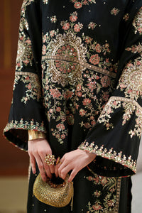 Black Charmoush Silk Embroidered Suit | Ready to Wear