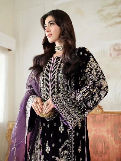 3 Piece Stitched Luxury Velvet Suit - Ready To Wear