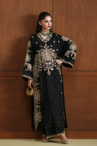 Black Charmoush Silk Embroidered Suit | Ready to Wear