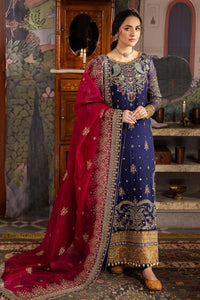 Royal Blue Heavy Embroidered Chiffon Suit with Adda Work |Ready to Wear