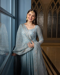 Luxury Embroidered Net Maxi 3-Piece Suit with Net Dupatta | Ready to Wear