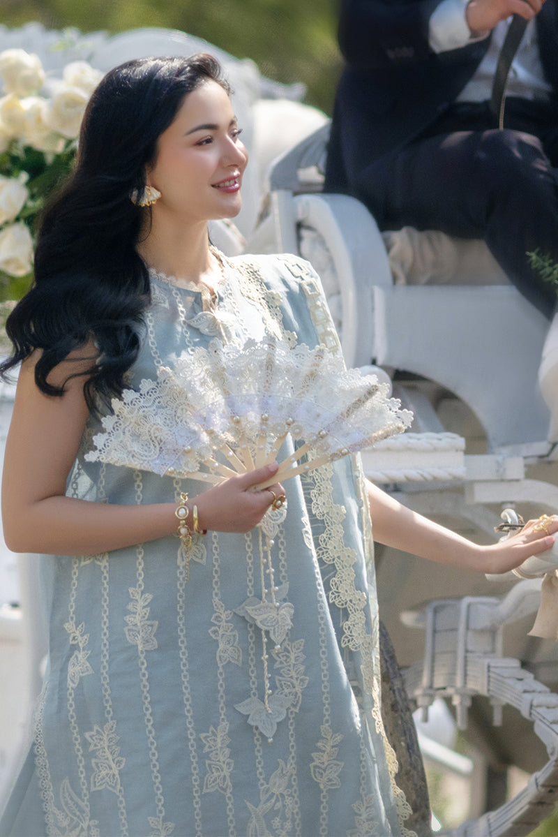 Icy Blue Embroidered Egyptian Lawn Suit with Monal Lawn Dupatta |RTW