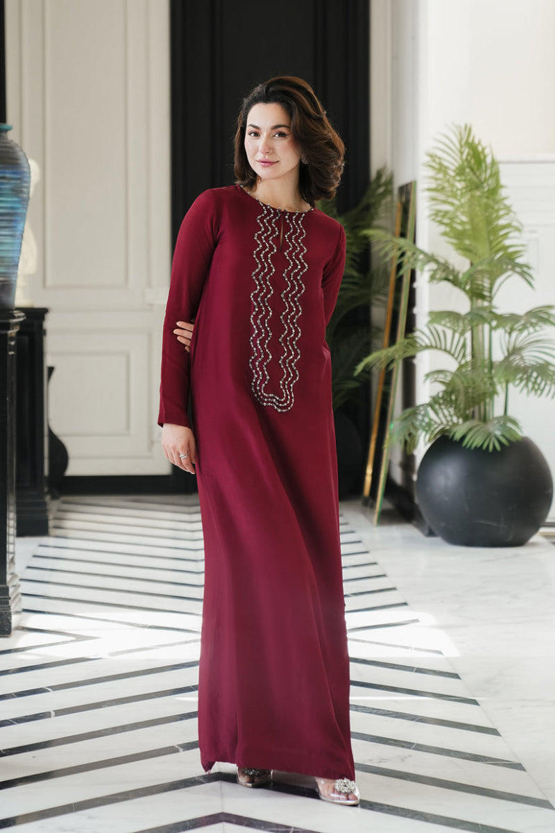 Maroon Silk Suit with Net Dupatta | RTW