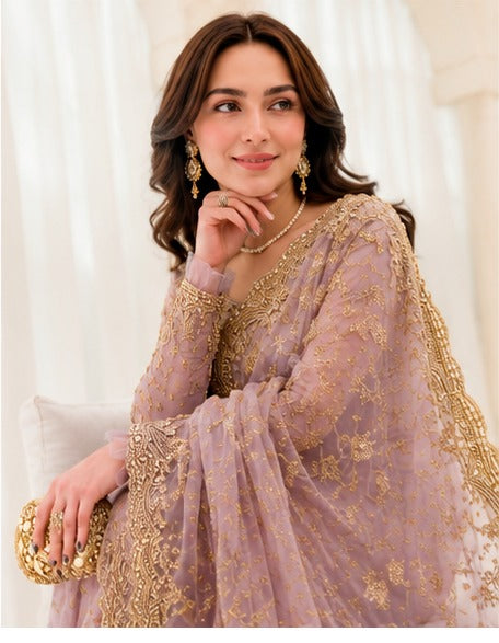 Elegant Embroidered Net Saree with Silk Trouser - Adda & Sequence Work | RTW
