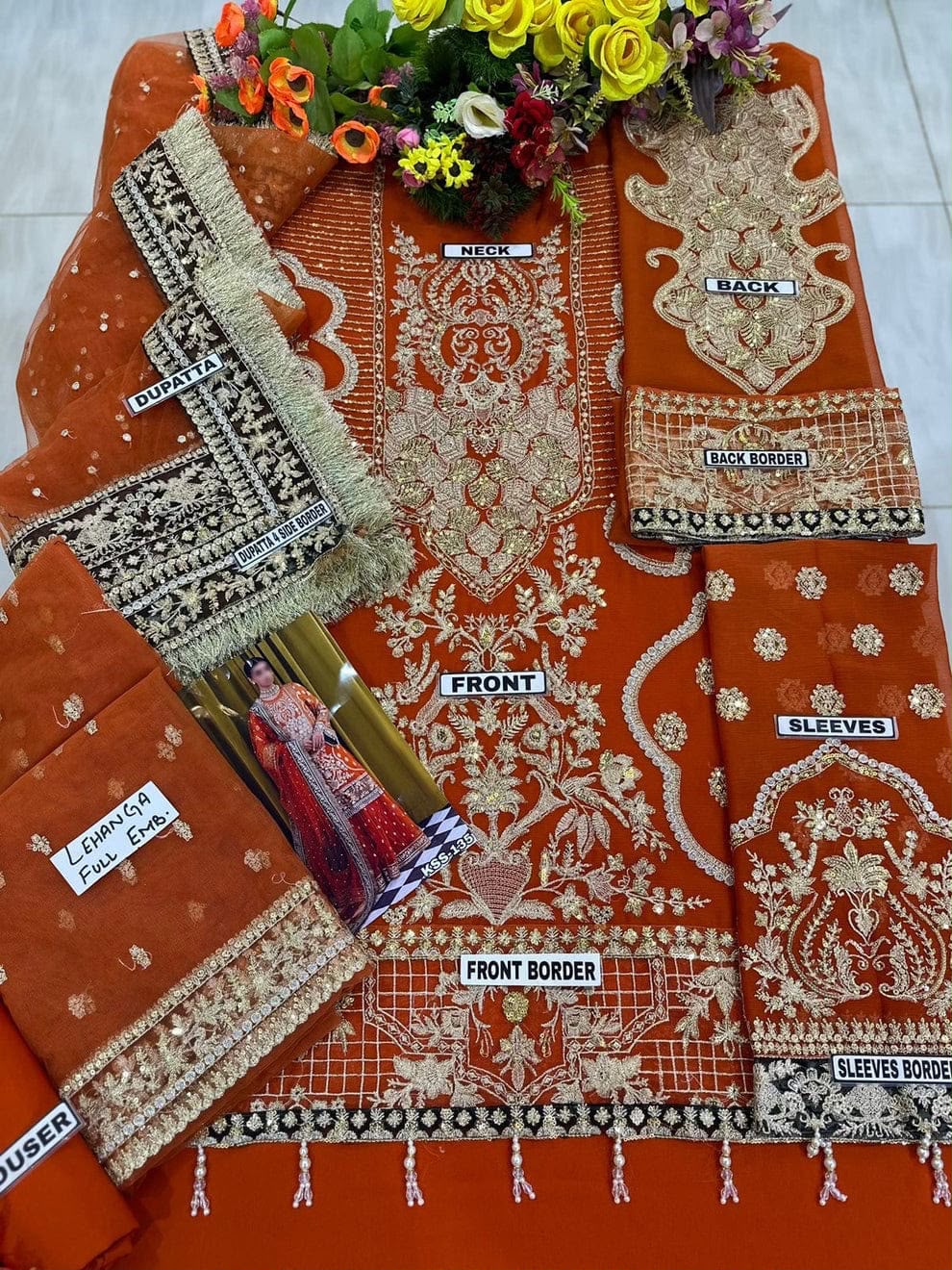 Mustard Embroidered Chiffon and Net Gararah Set | Ready to Wear