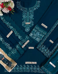 Navy Blue Embroidered Chiffon Short Shirt Suit | Ready to Wear