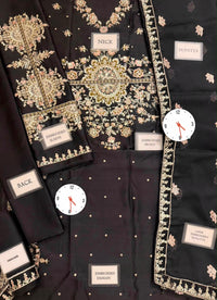 Black Charmoush Silk Embroidered Suit | Ready to Wear