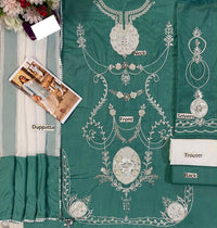Celeste Azure Raw Silk Addawork Festive Suit | RTW