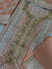 Blush Pink Semi Pure Chiffon Ready to Wear Festive Suit