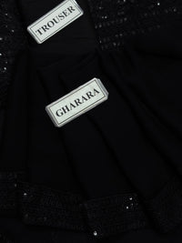 Midnight Black Chiffon Sequence Embroidered Garara Suit | |RTW