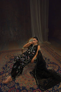 Black Indian Raw Silk Embroidered Suitf | Ready to Wear