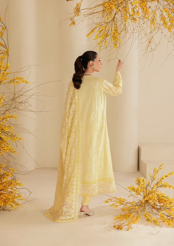 Pastel Yellow Embroidered Egyptian Lawn Suit | Ready to Wear