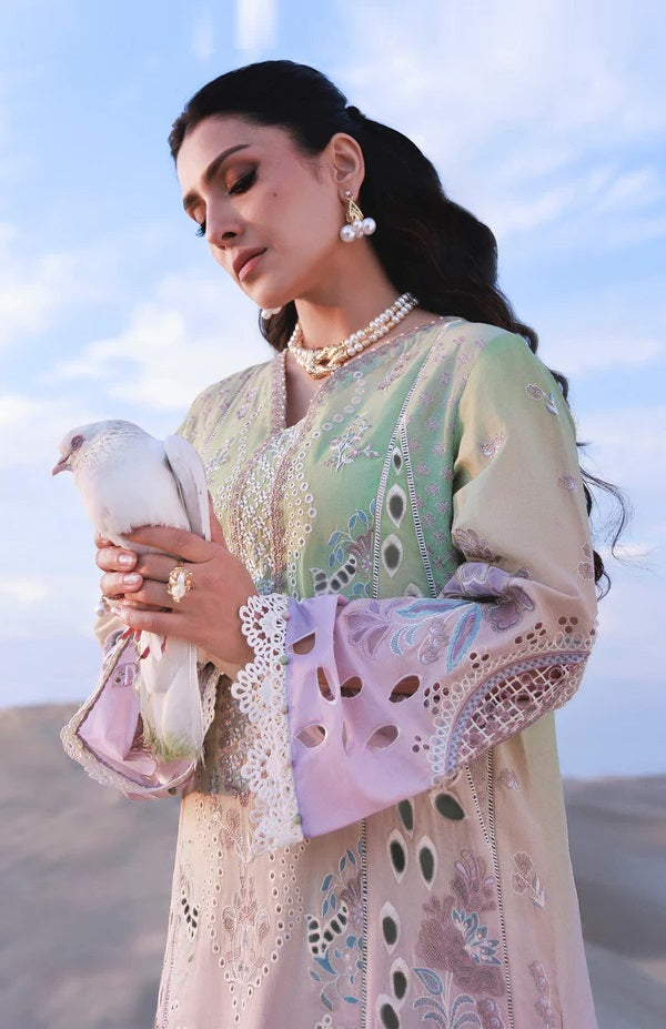 Pastel Chikankari Embroidered Lawn Suit with Organza Dupatta |RTW
