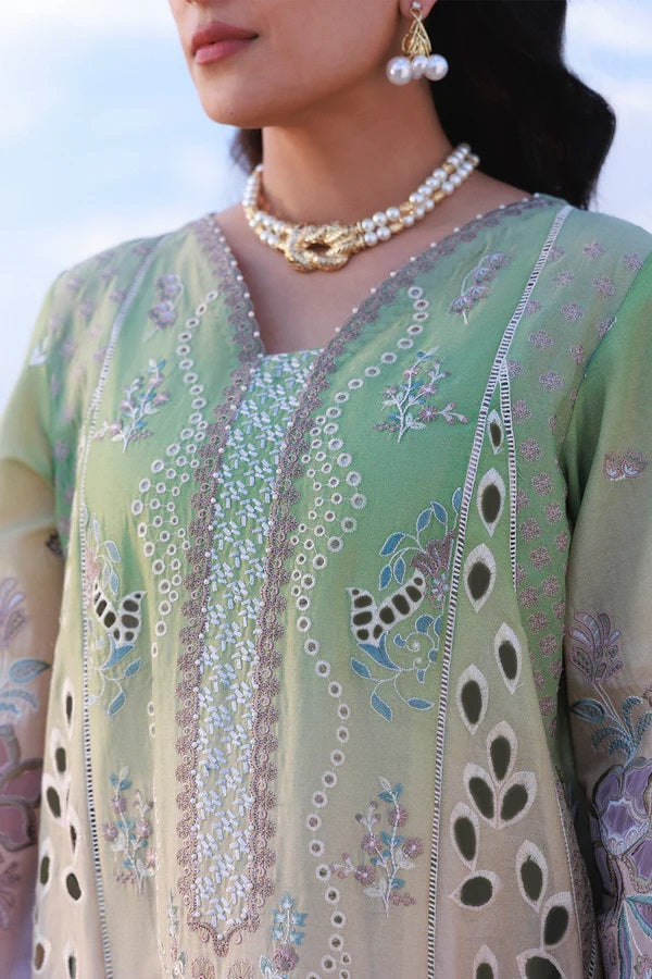 Pastel Chikankari Embroidered Lawn Suit with Organza Dupatta |RTW