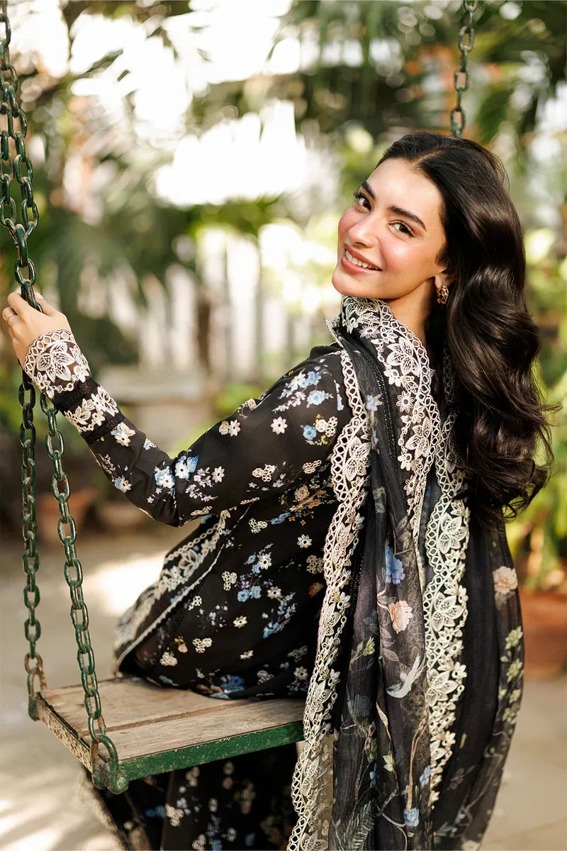 03-Piece Embroidered Printed Lawn Suit With Crinkle Chiffon Dupatta | Ready To Wear
